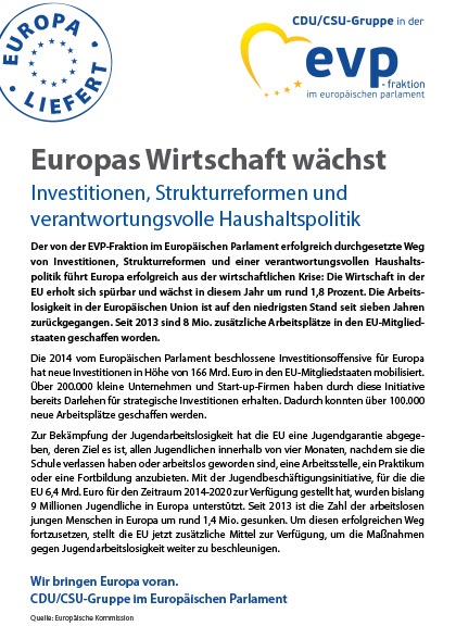 Infoflyer "Europas Wirtschaft wächst"