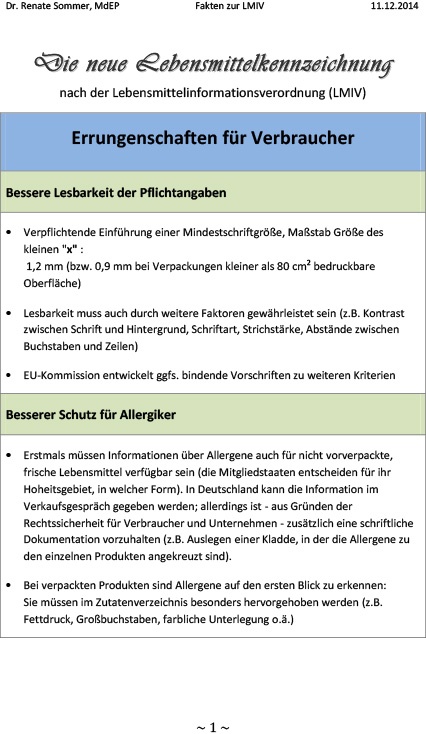 Die neue Lebensmittelkennzeichnung nach der Lebensmittelinformationsverordnung